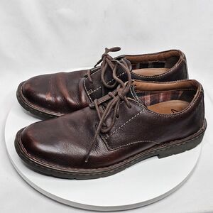 CLARKS Mens Stratton Way Distressed Oxford Lace Up Shoes Brown Leather Size 9.5
